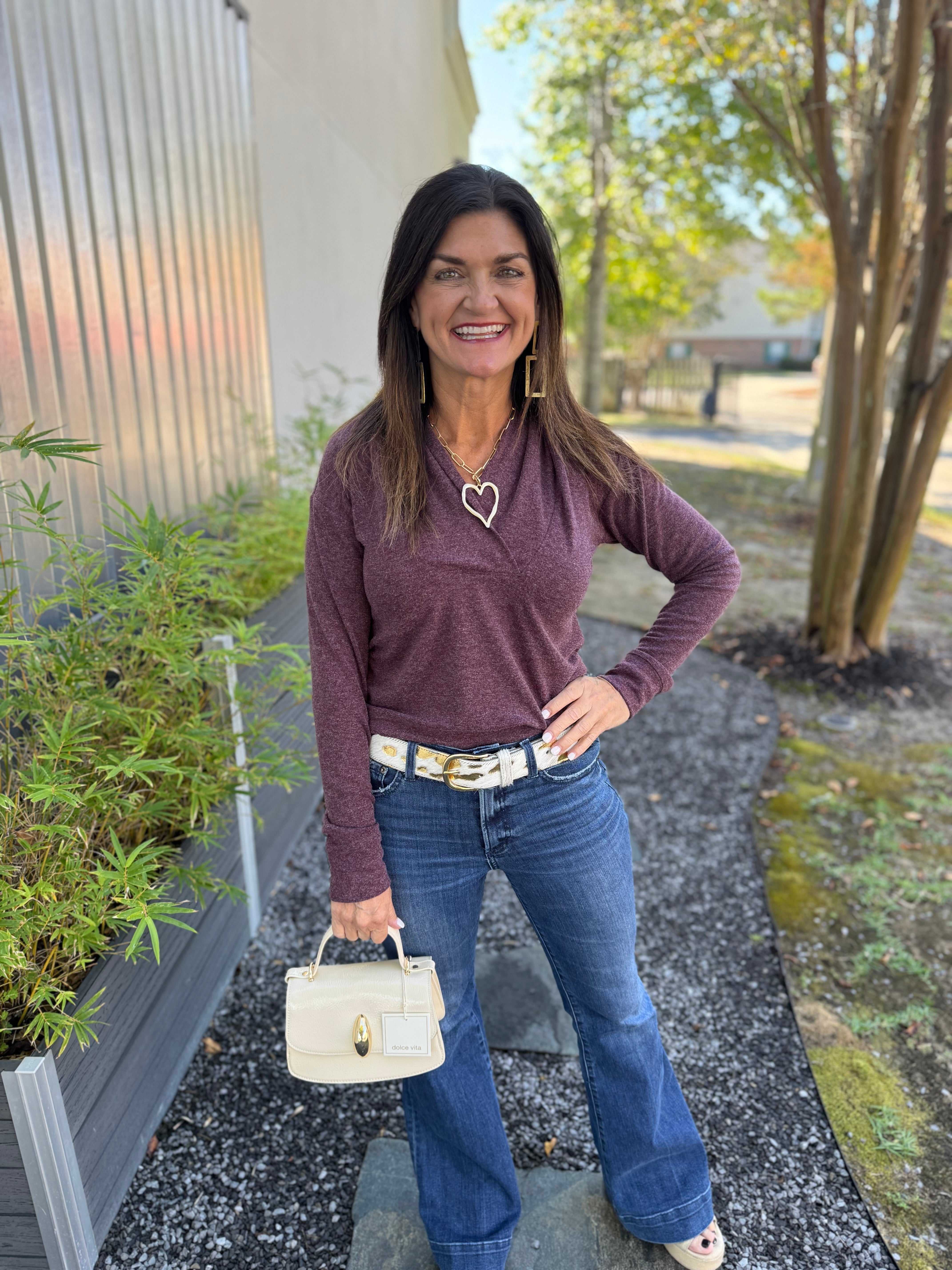 Bobi Shawl Collar Sweatshirt - Wine - Gabrielle's Biloxi