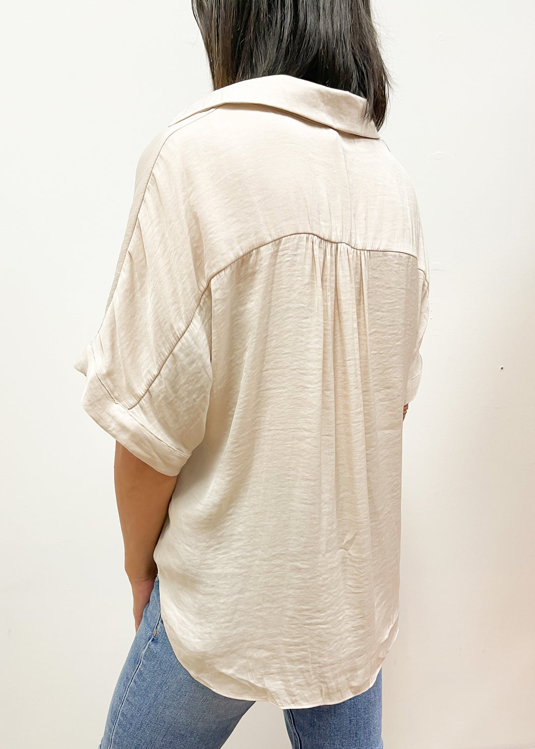 LBLOX V-Neck Collared Blouse - Ecru - Gabrielle's Biloxi
