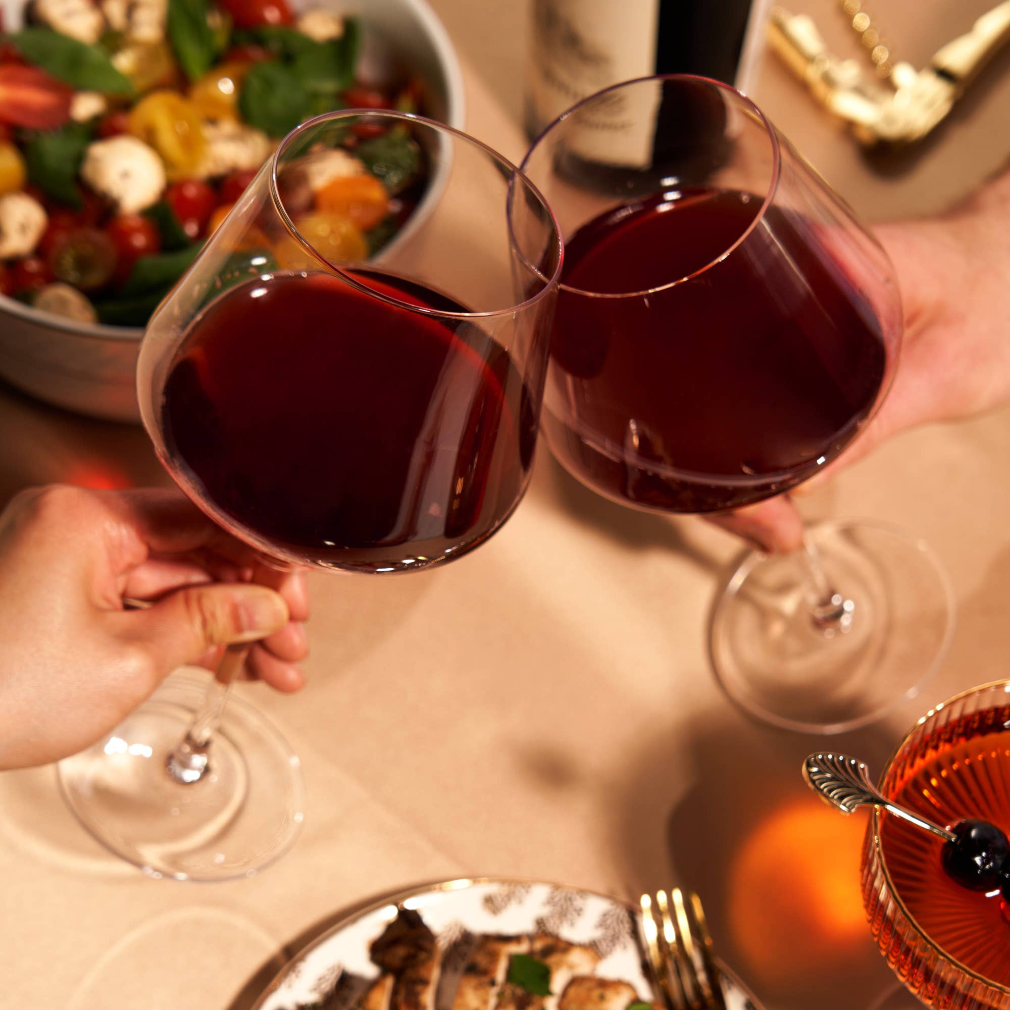 Raye™ Angled Crystal Burgundy Glasses Set of 2