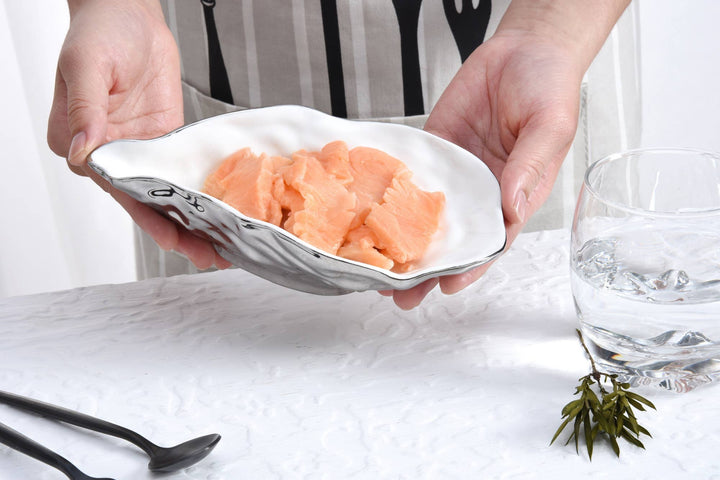 Pampa Bay Small Oyster Bowl - White & Silver - Gabrielle's Biloxi