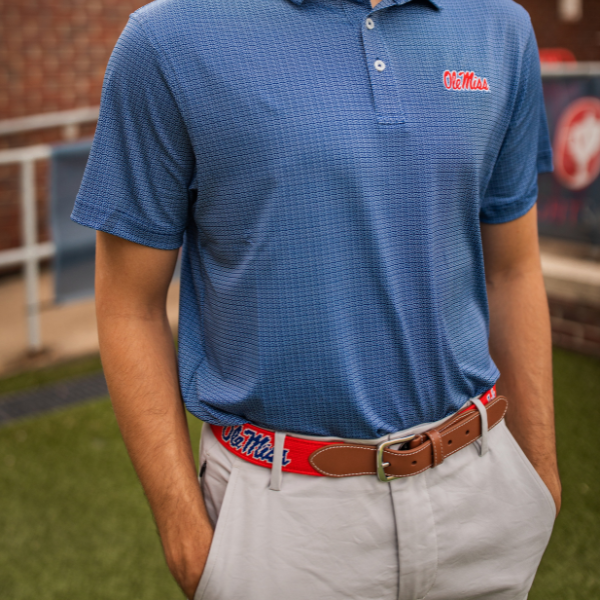 Ole Miss Red Needlepoint Belt
