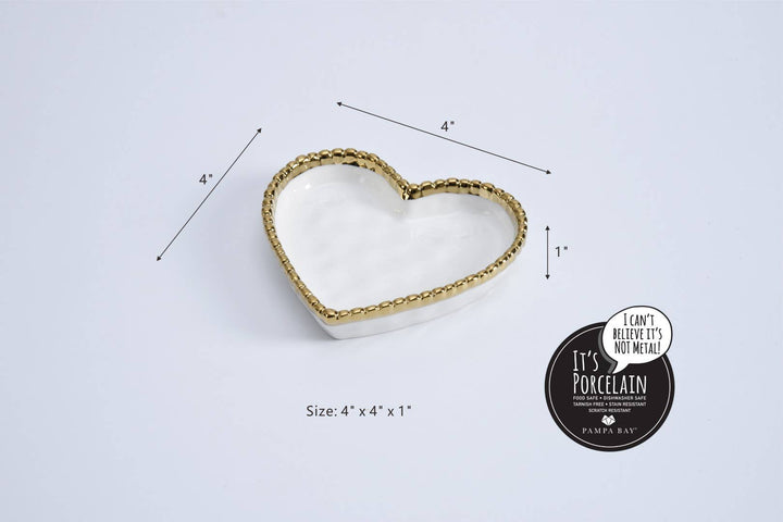 Pampa Bay Mini Heart Dish - White with Gold Trim - Gabrielle's Biloxi