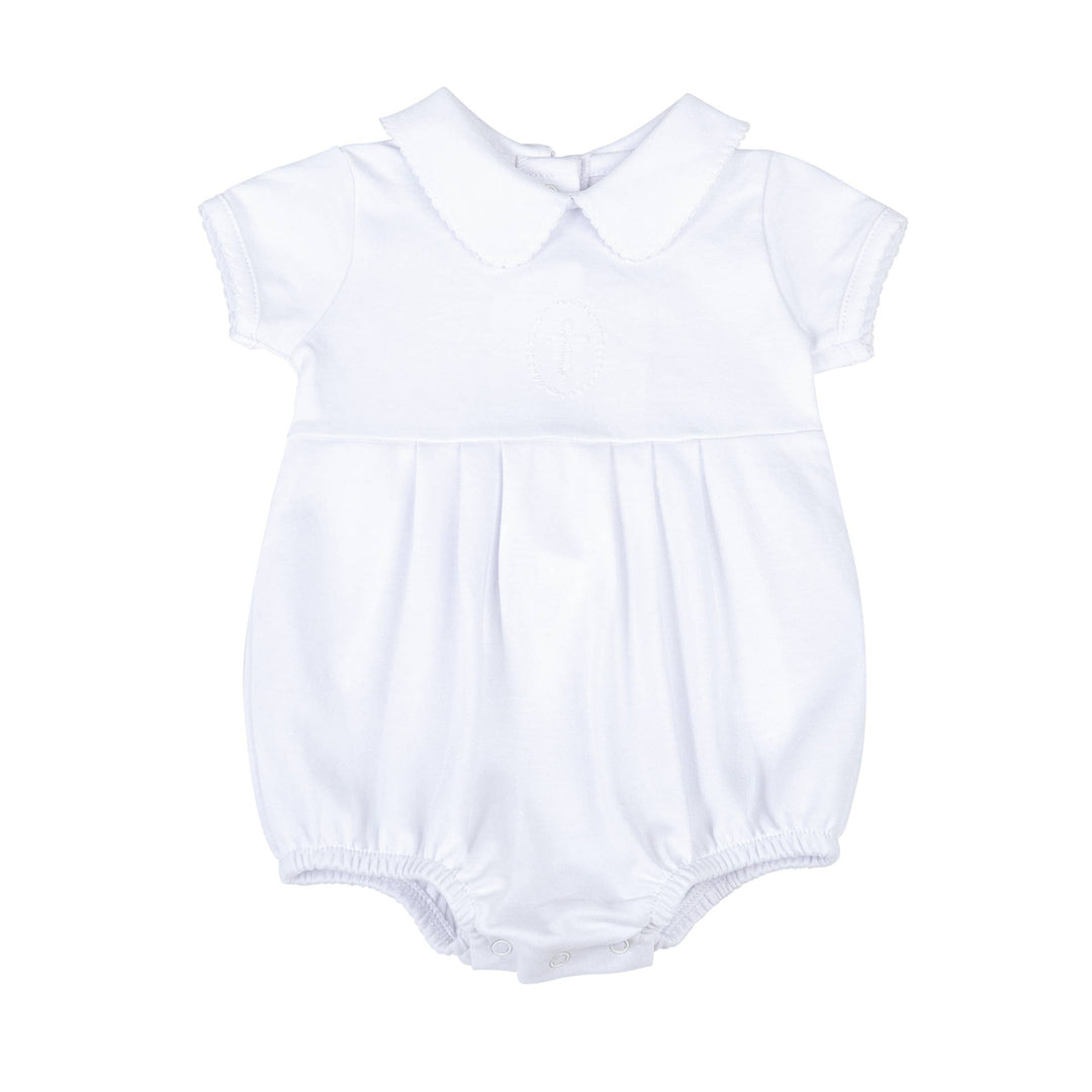 Magnolia Baby Blessed Collared S/S Girl Bubble - White - Gabrielle's Biloxi