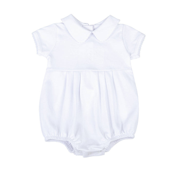 Magnolia Baby Blessed Collared S/S Girl Bubble - White - Gabrielle's Biloxi