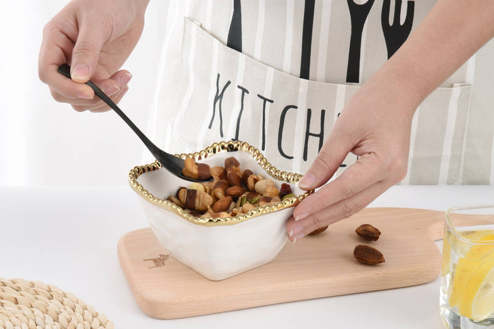 Pampa Bay Square Snack Bowl - White & Gold - Gabrielle's Biloxi