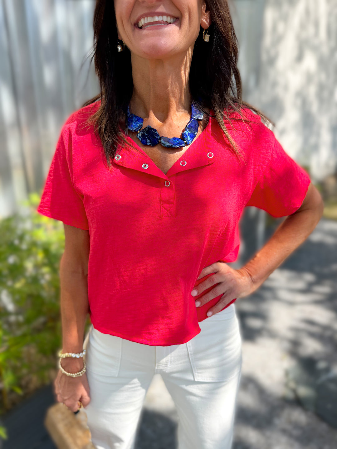 Bobi S/S Boxy Henley - Barn - Gabrielle's Biloxi