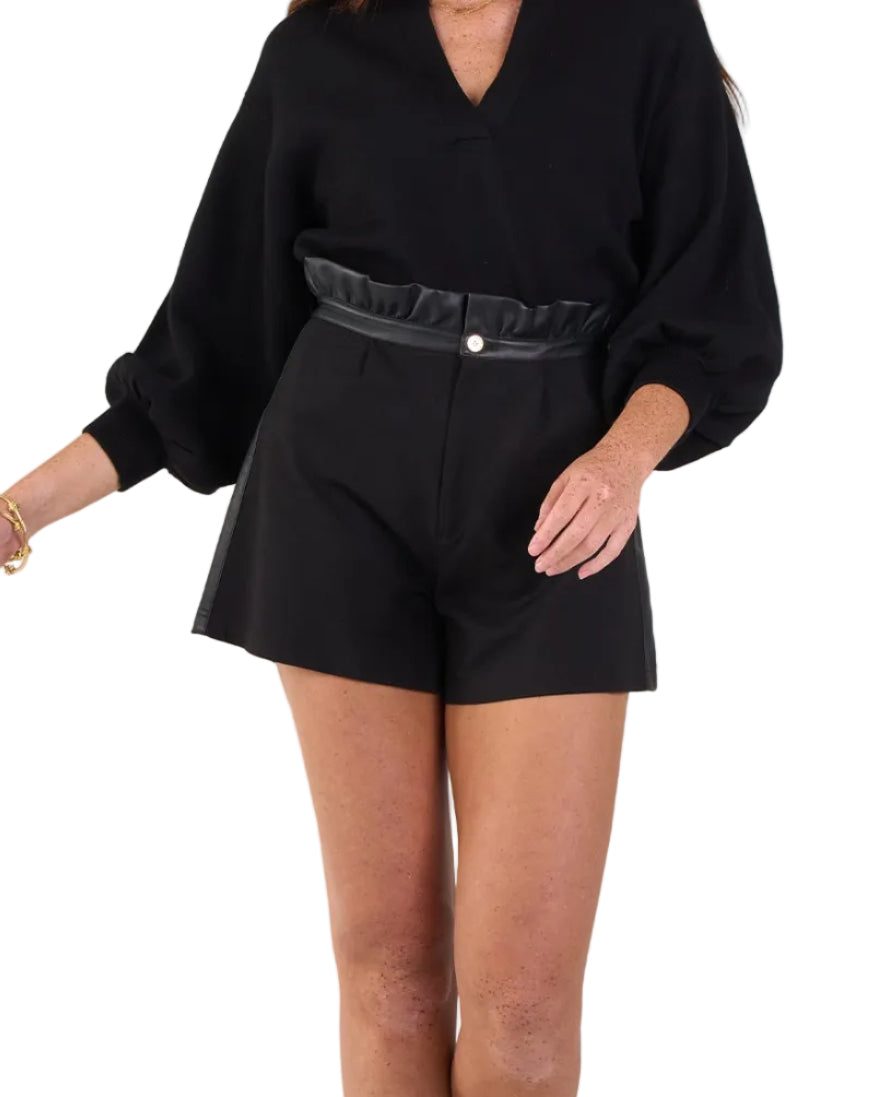 Ruffle Short - Black Ponte