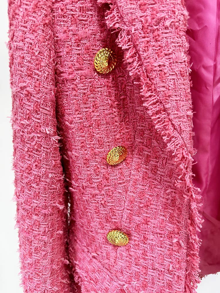 Tassel Edge Slim Tweed Suit Jacket - Gabrielle's Biloxi