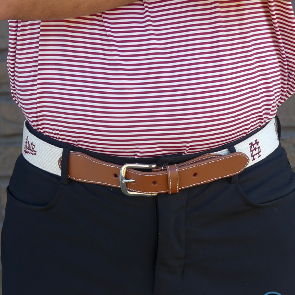 Mississippi State Grey Needlepoint Belt