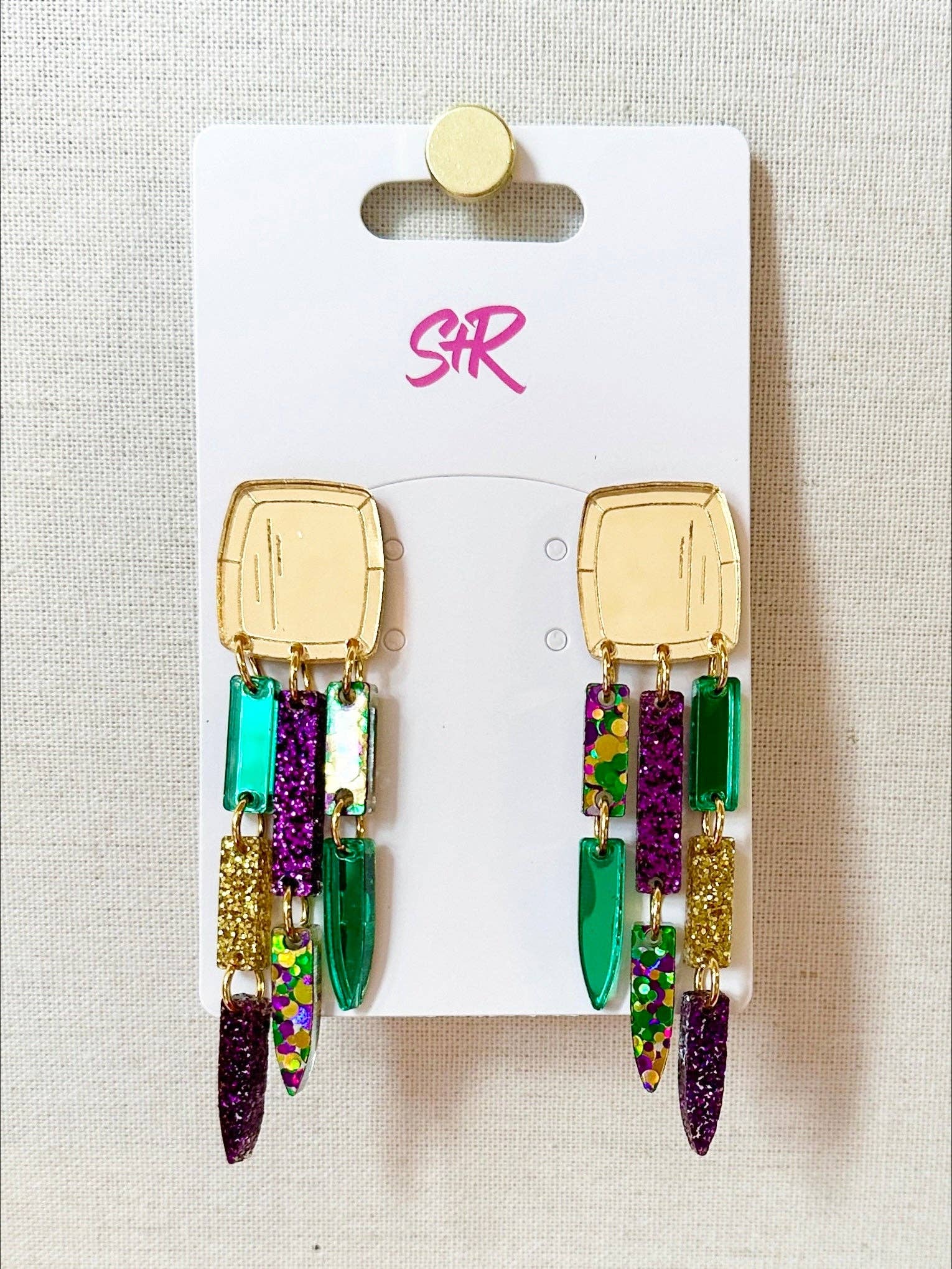 Mardi Gras Acrylic Tassel Earrings - Gabrielle's Biloxi