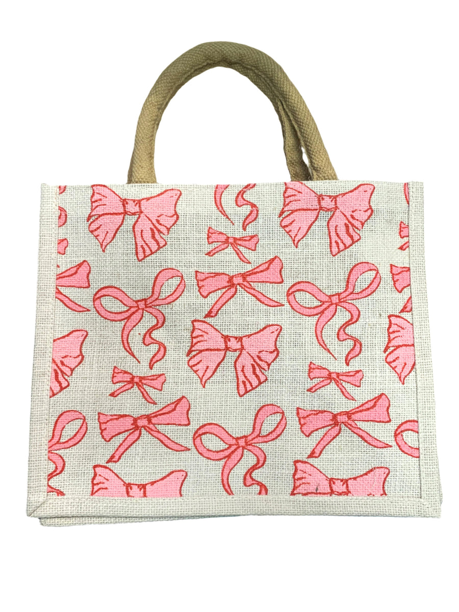 Sutton Bow Gift Tote - White/Pink - Gabrielle's Biloxi