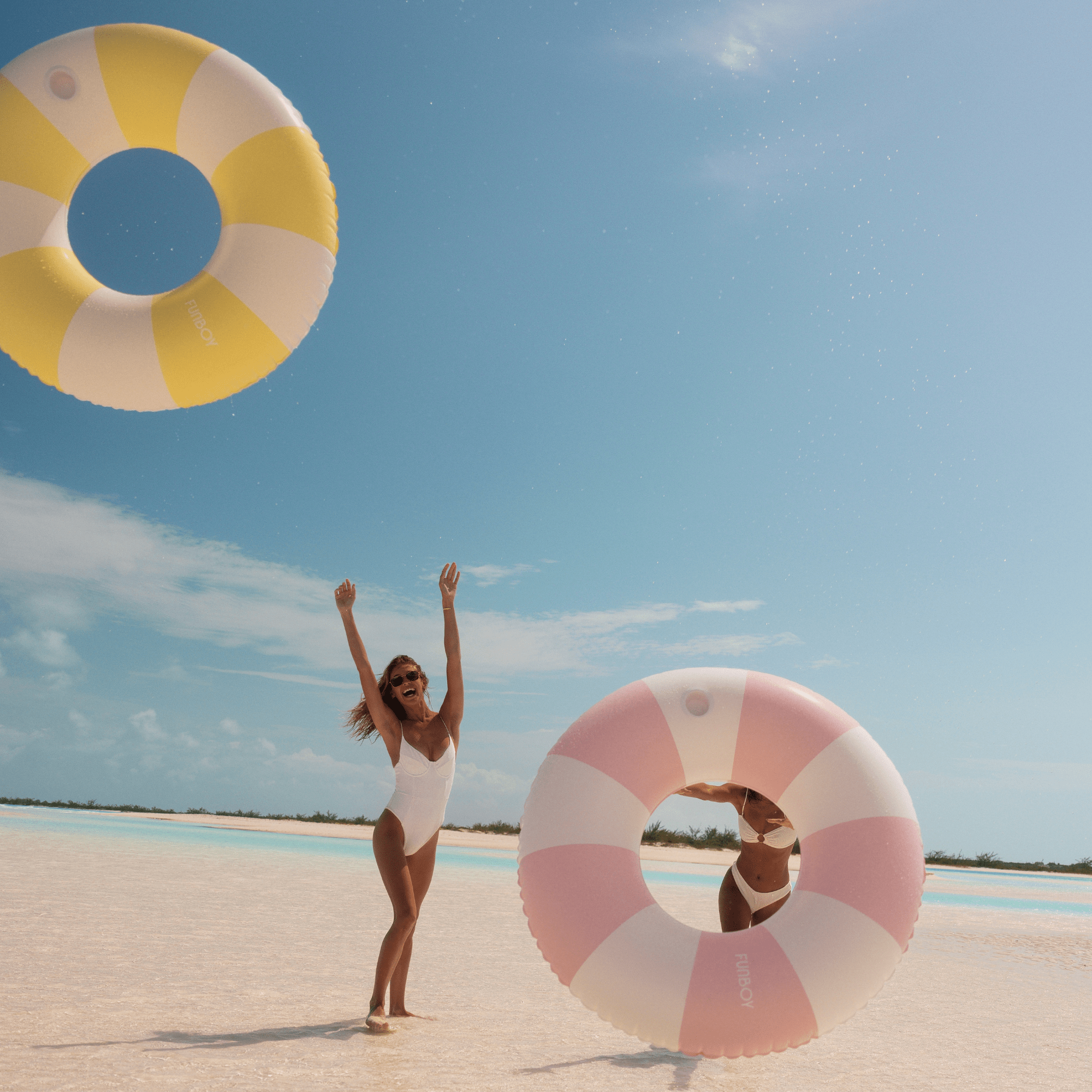 Yellow Vintage Stripe Tube Float - Gabrielle's Biloxi