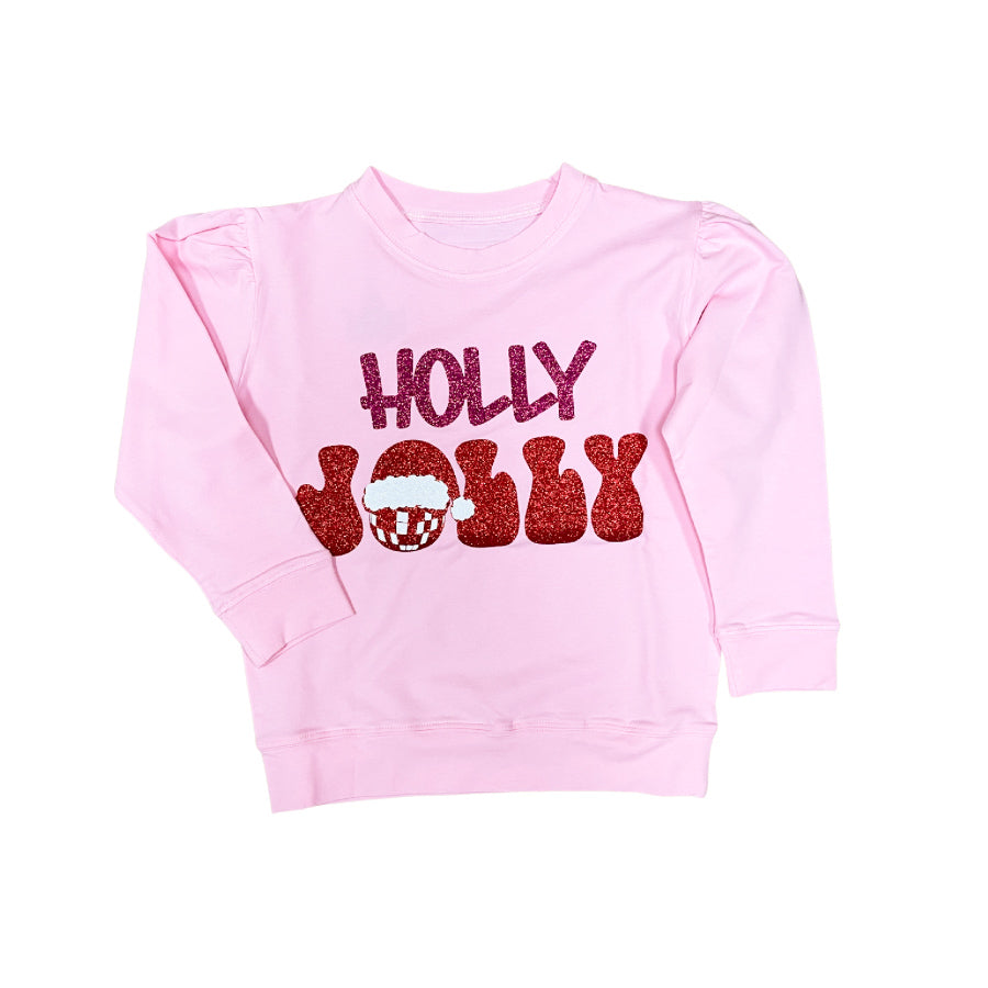 Kids Holly Jolly Pink Sweatshirt - Gabrielle's Biloxi