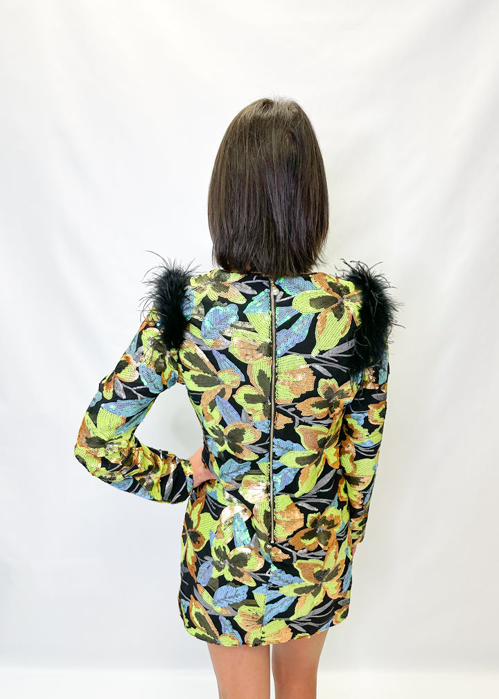Queen of Sparkles Sequin Flower Feather Dress - Gabrielle's Biloxi