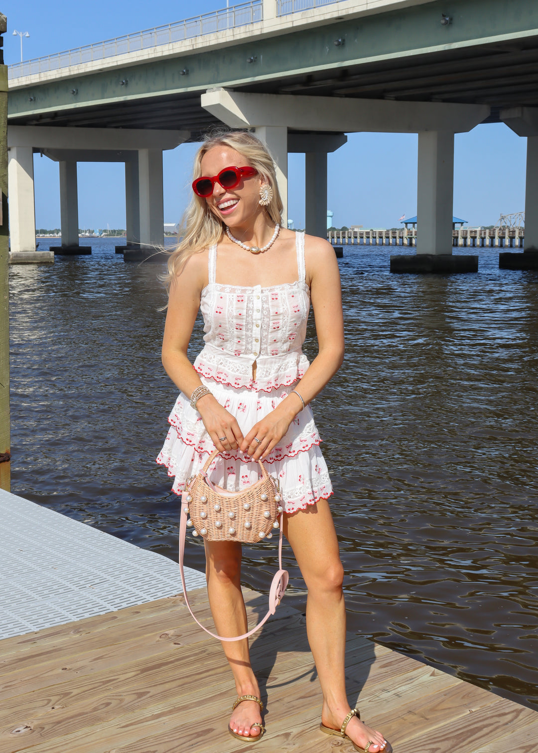 Love Shack Fancy Vietta Top - Optic White - Gabrielle's Biloxi