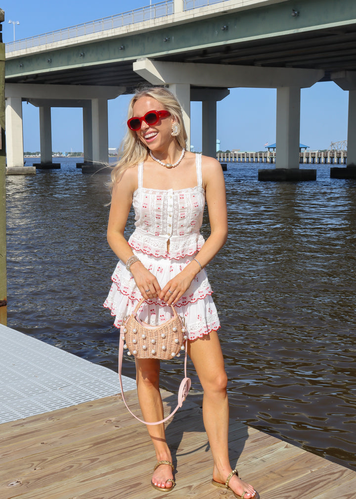 Love Shack Fancy Vietta Top - Optic White - Gabrielle's Biloxi