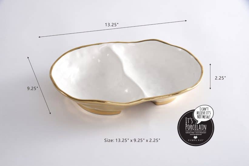 Pampa Bay 2 Section Server - White & Gold - Gabrielle's Biloxi