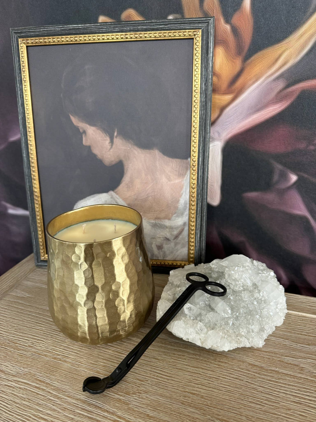 Gold Hammered Soy Candle - Vanilla Brûlée - Gabrielle's Biloxi