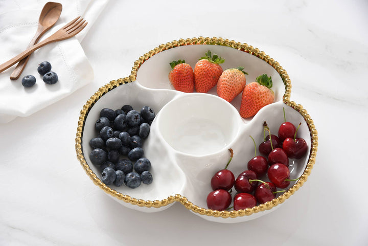 Pampa Bay 4 Section Server - White & Gold - Gabrielle's Biloxi