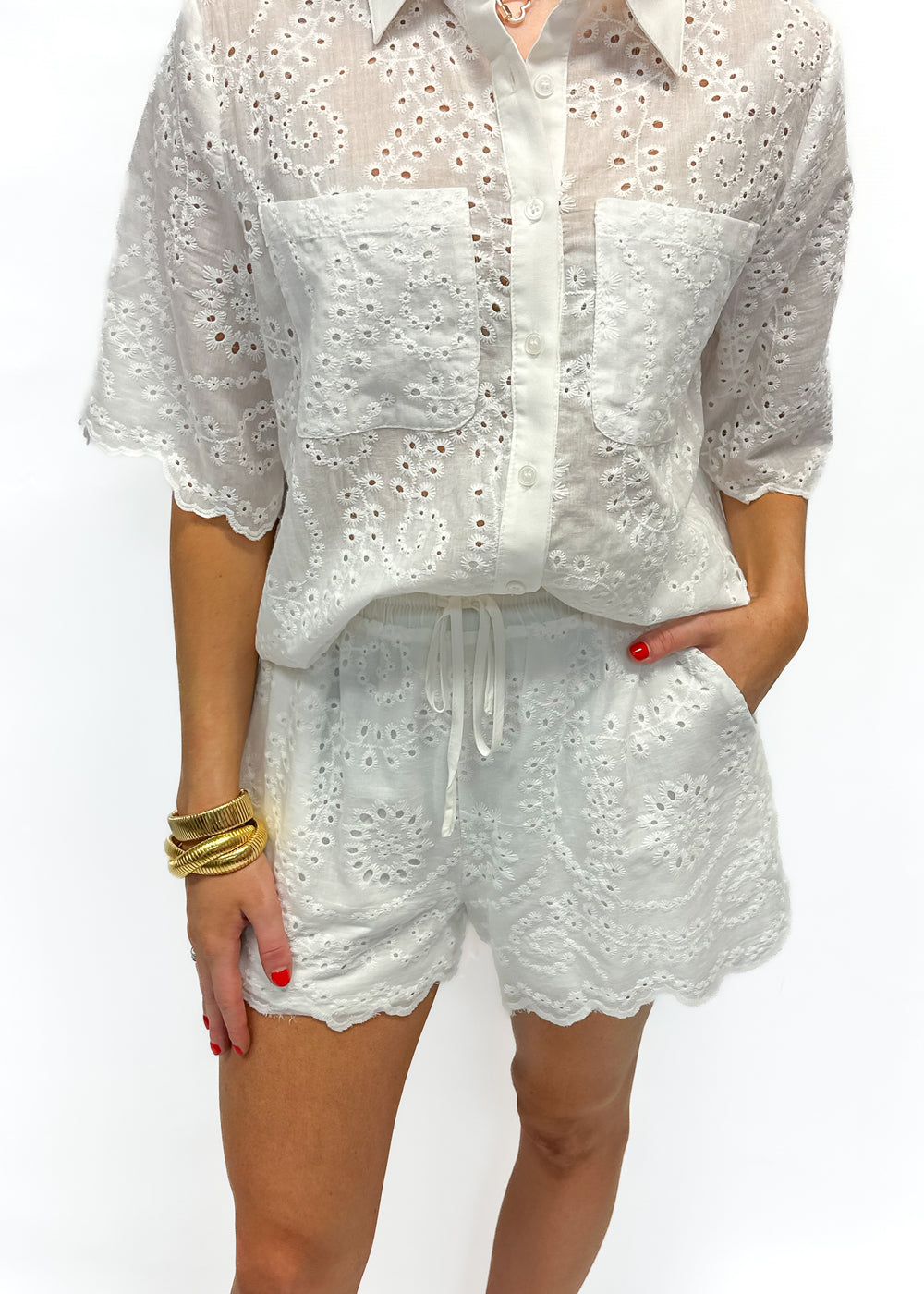 LBLOX Eyelet Top & Short Set - White - Gabrielle's Biloxi