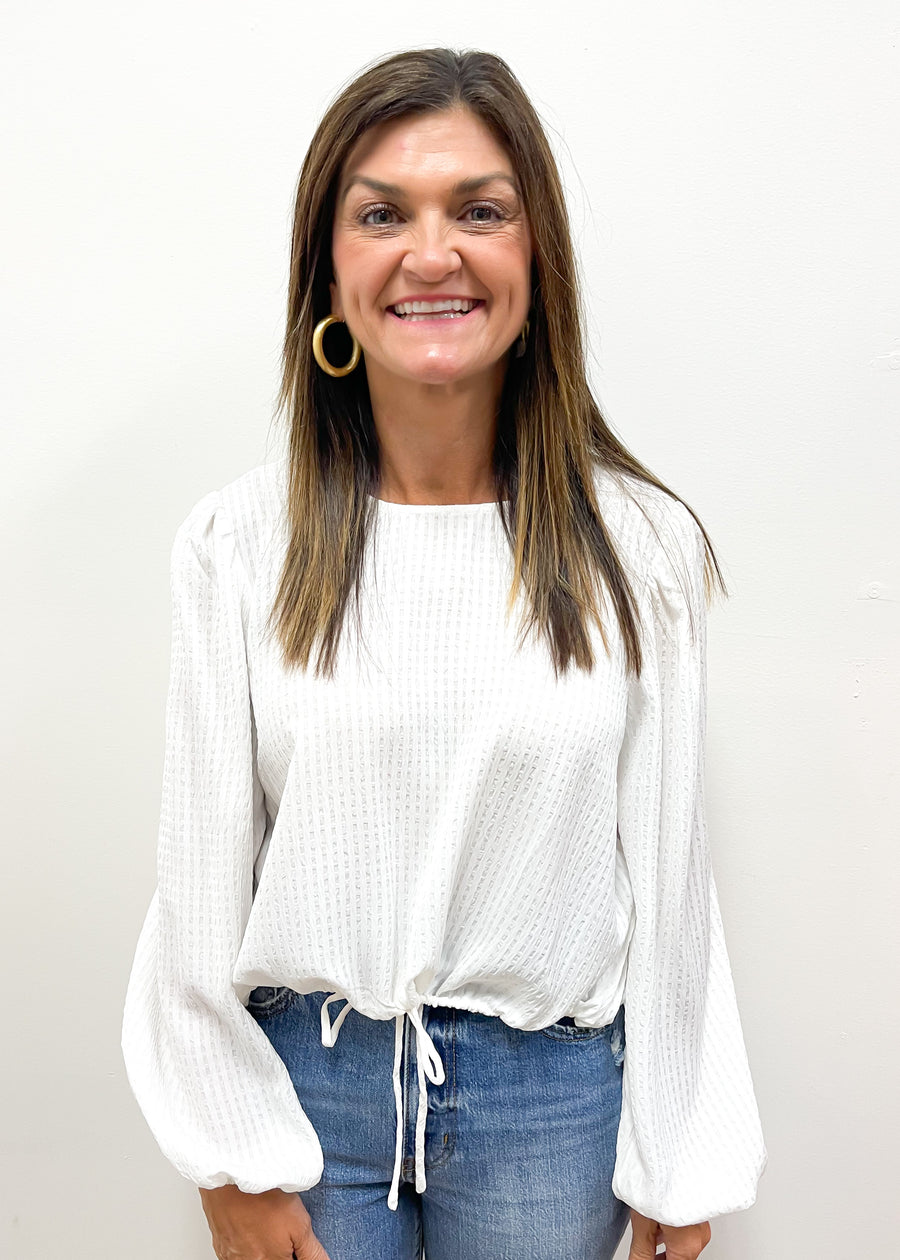 LBLOX Round Neck Cropped Blouse - White - Gabrielle's Biloxi