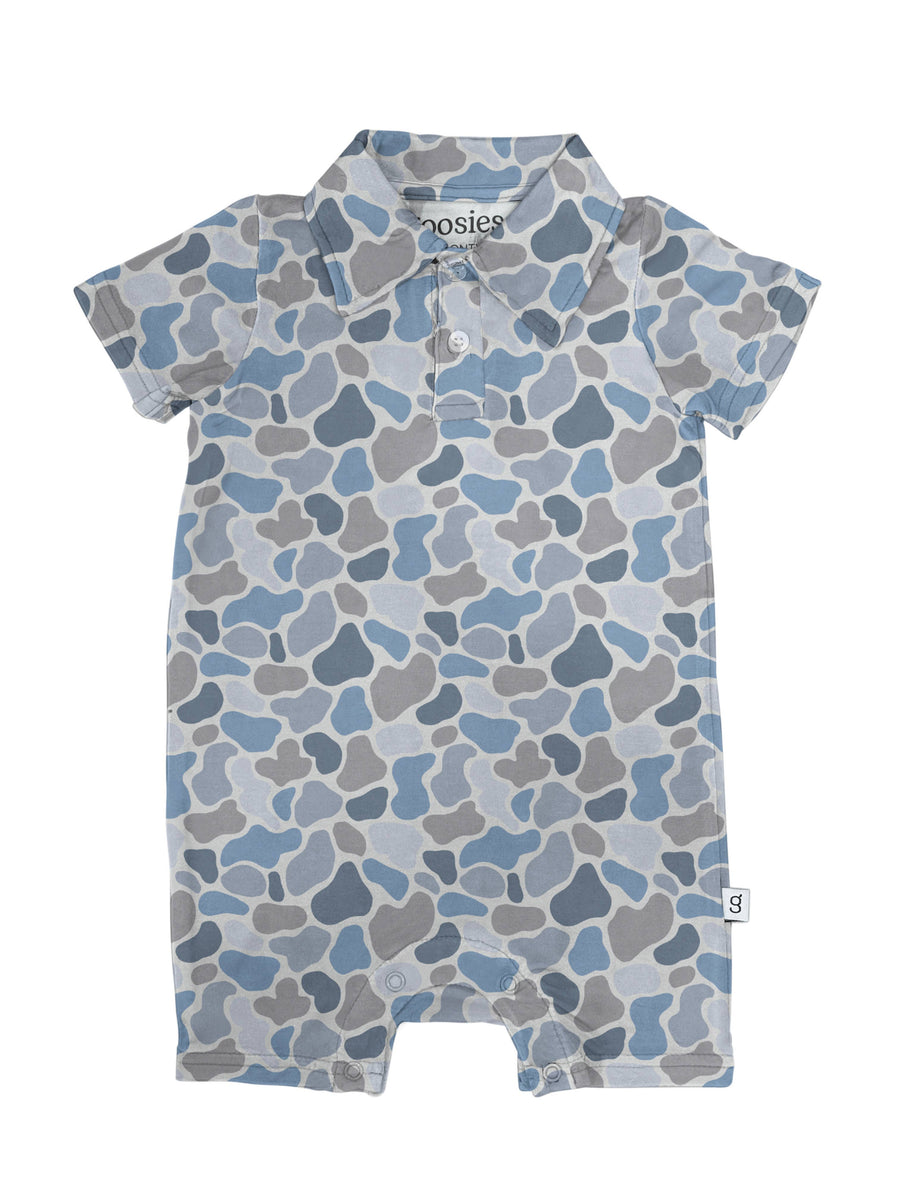 Watercolor Camo - Short Sleeve Polo Romper - Gabrielle's Biloxi