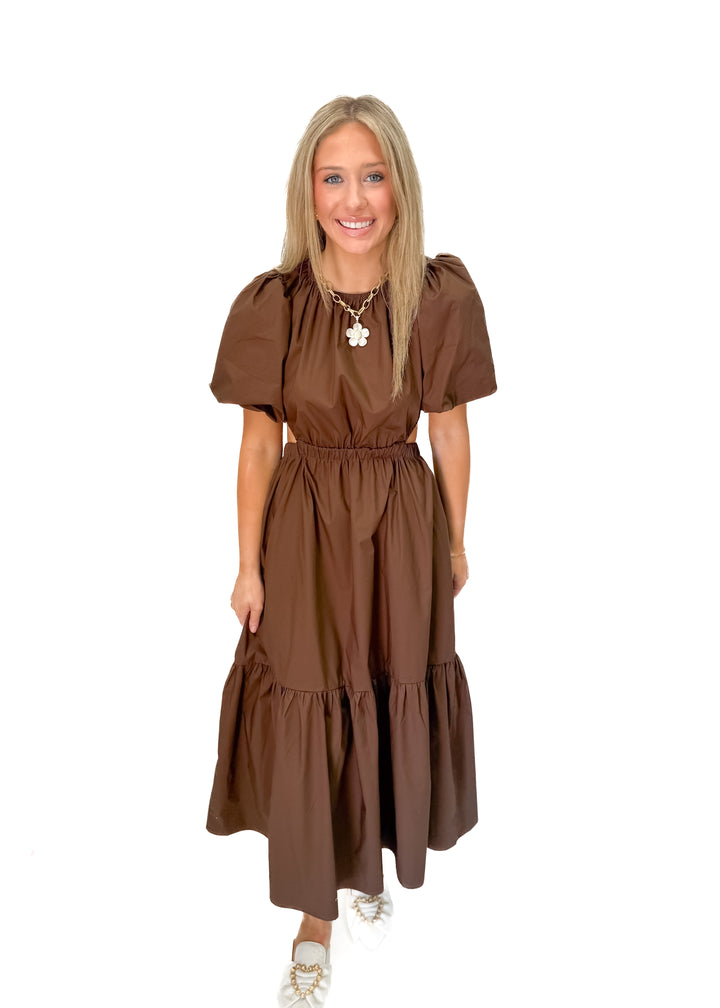 Meet me in Santorini Poplin Maxi Dress - Brown - Gabrielle's Biloxi