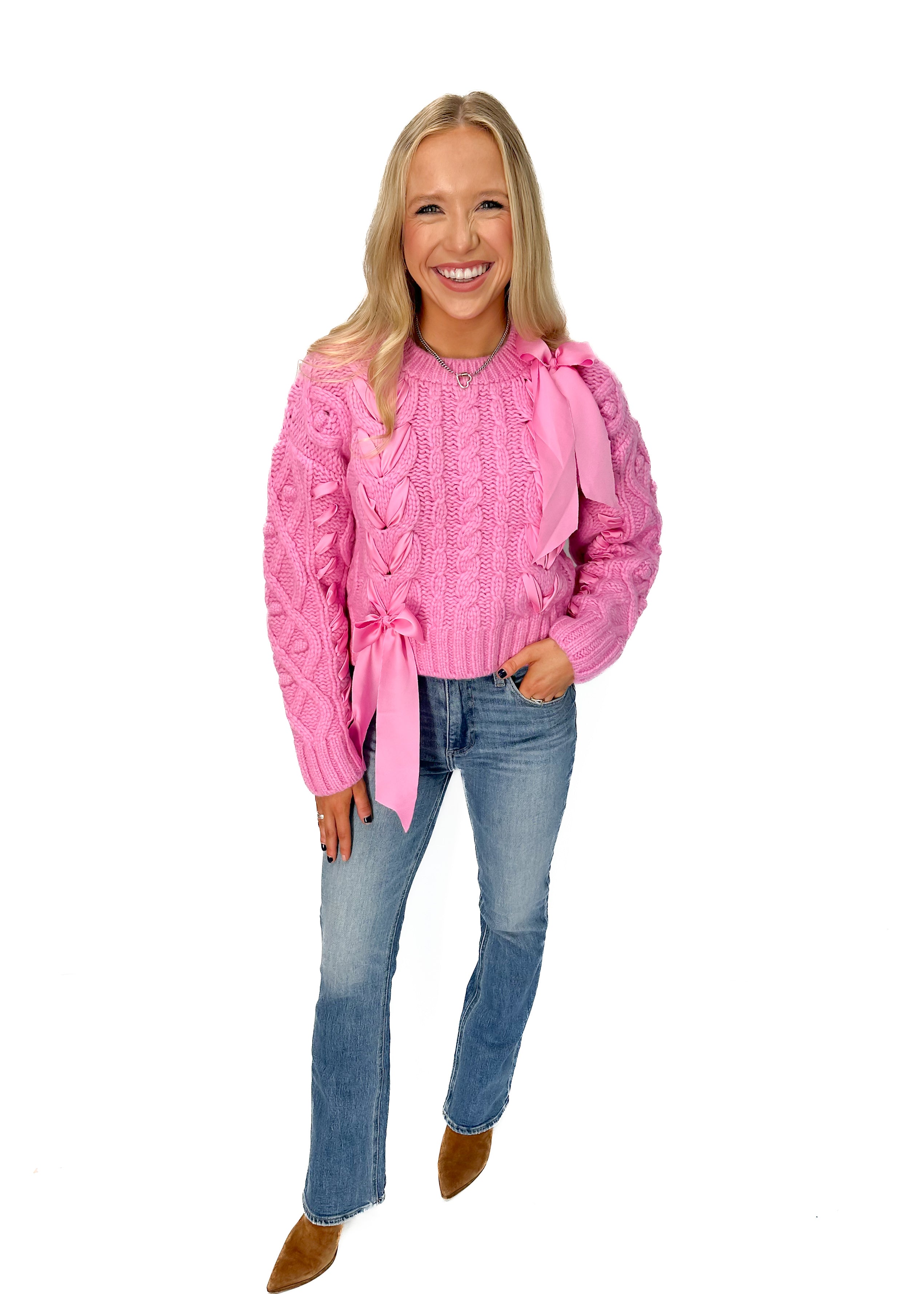 Love Shack Fancy Parson Pullover - Rose Pompadour - Gabrielle's Biloxi