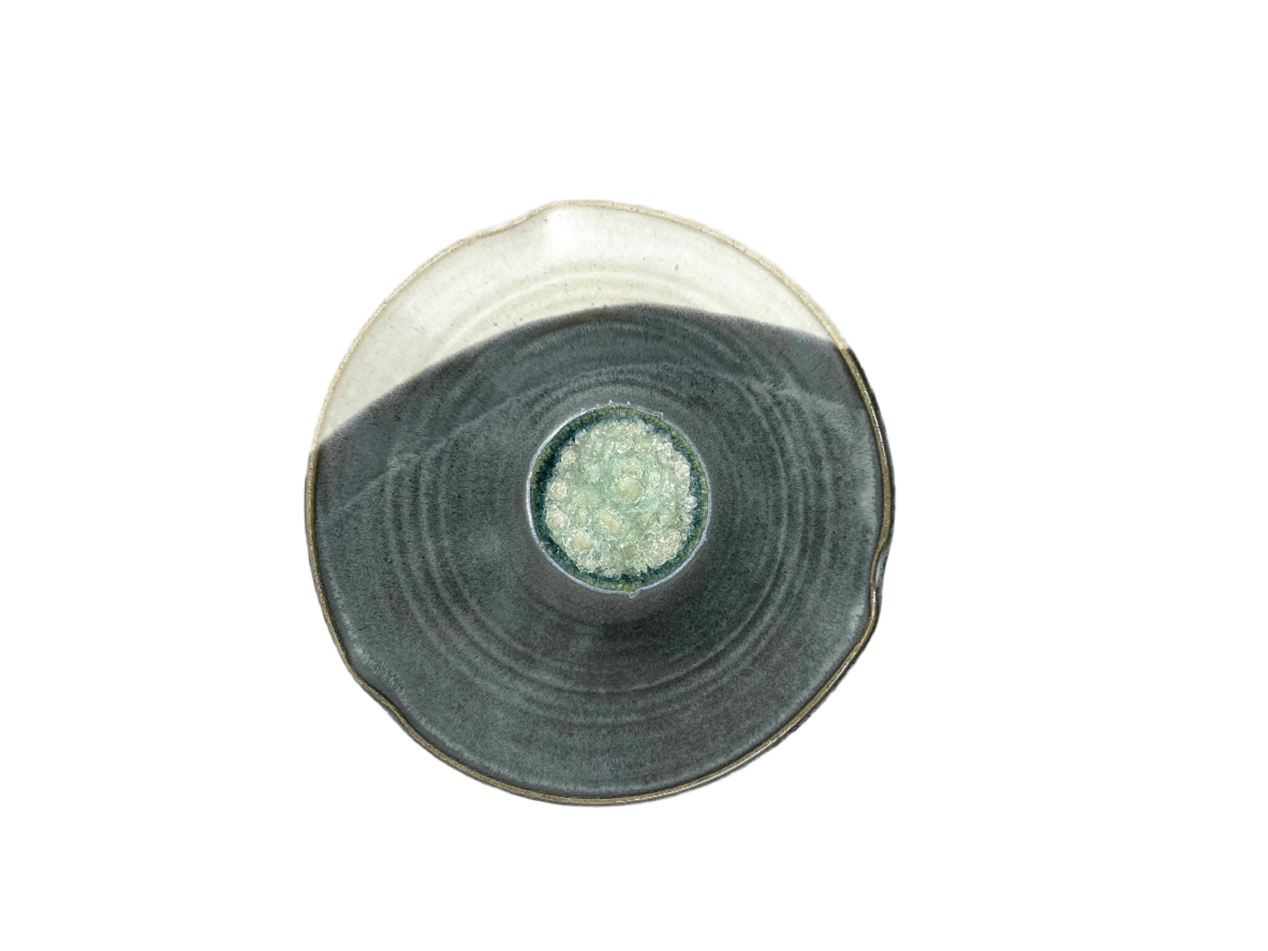 Dock 6 Pottery Medium 3 Pinch Rim Bowl with Fused Glass - Grey & White - Gabrielle's Biloxi
