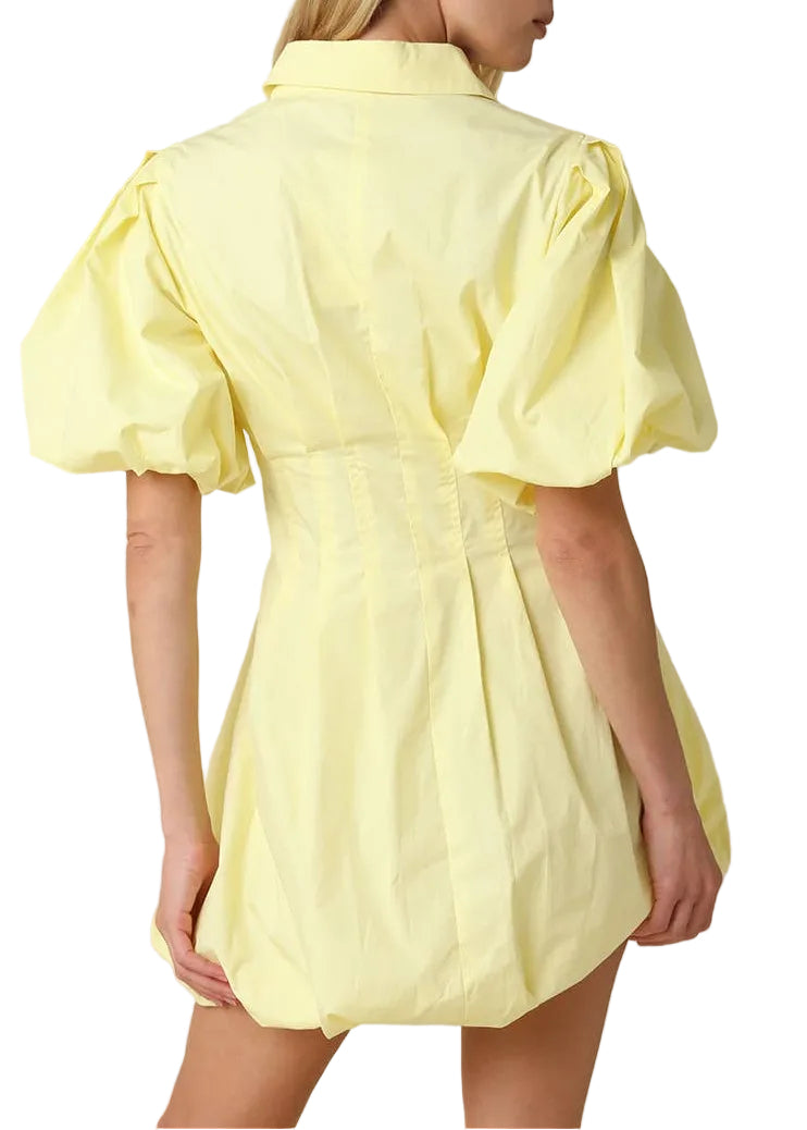 Valerie Puff Sleeve Mini Dress - Butter - Gabrielle's Biloxi