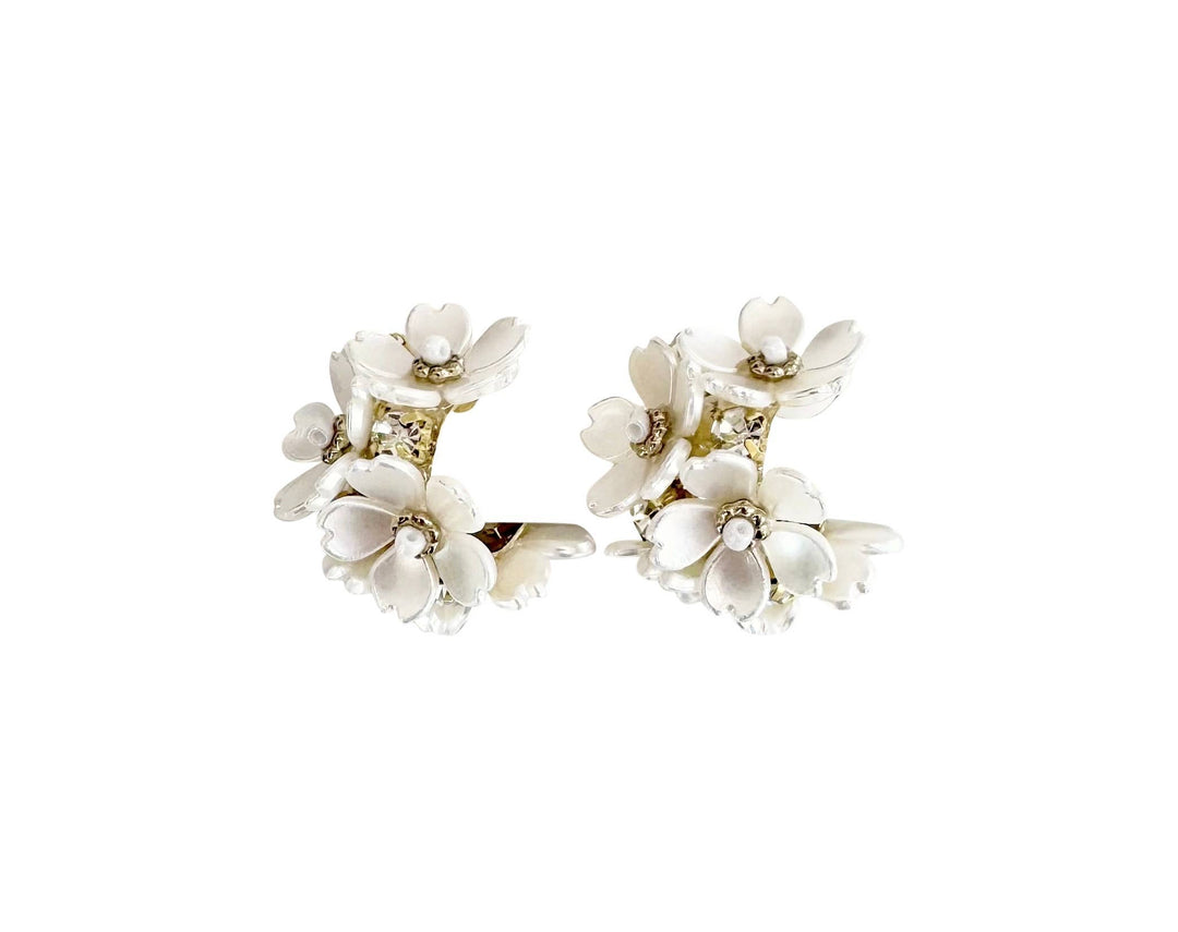 Princess Flower Hoop Earring - White - Gabrielle's Biloxi