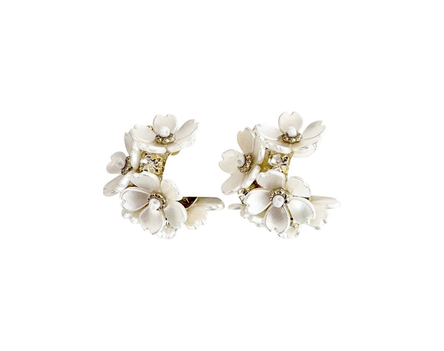 Princess Flower Hoop Earring - White - Gabrielle's Biloxi