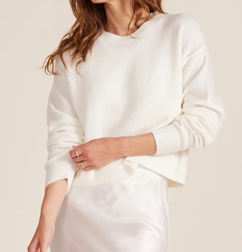 Bobi Crewneck Boxy Sweater - Soft White - Gabrielle's Biloxi