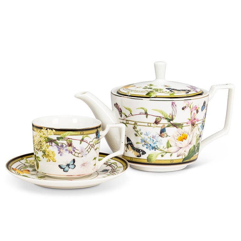 Butterfly Garden Cup & Saucer3"H(8oz) - Gabrielle's Biloxi