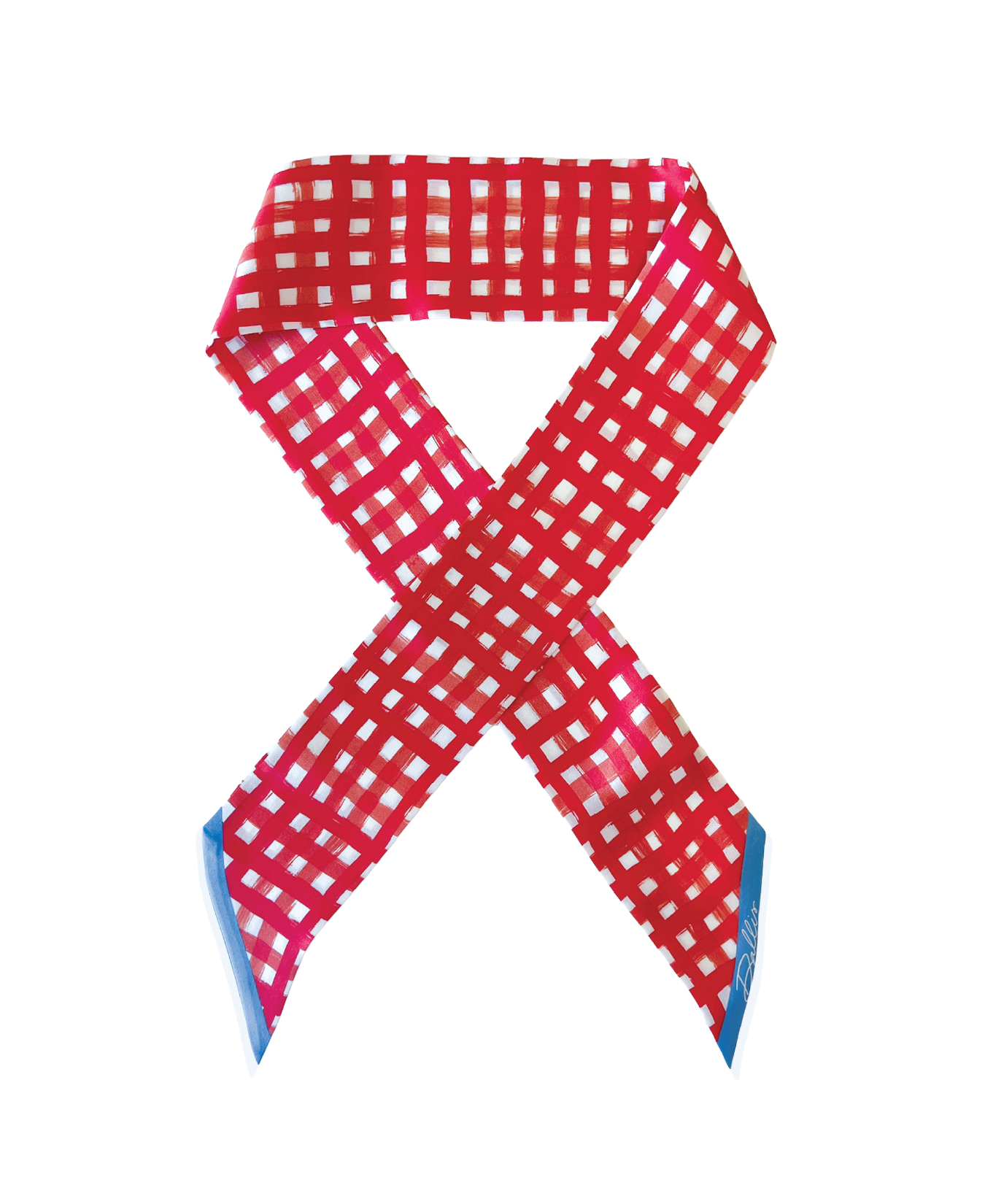 Tailgate Check Twilly in Red & Powder Blue