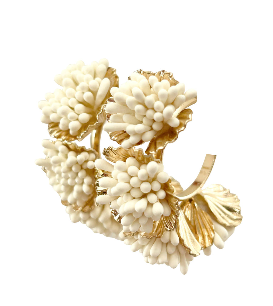 Maxine Floral Hoop Earring - Cream - Gabrielle's Biloxi