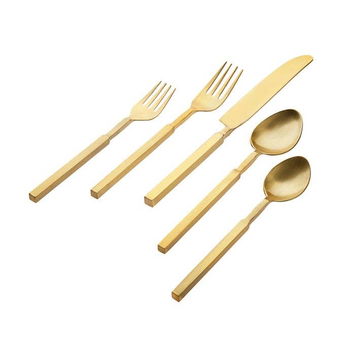 18/10 Cubit Matte Gold 20pc Flatware Set - Gabrielle's Biloxi