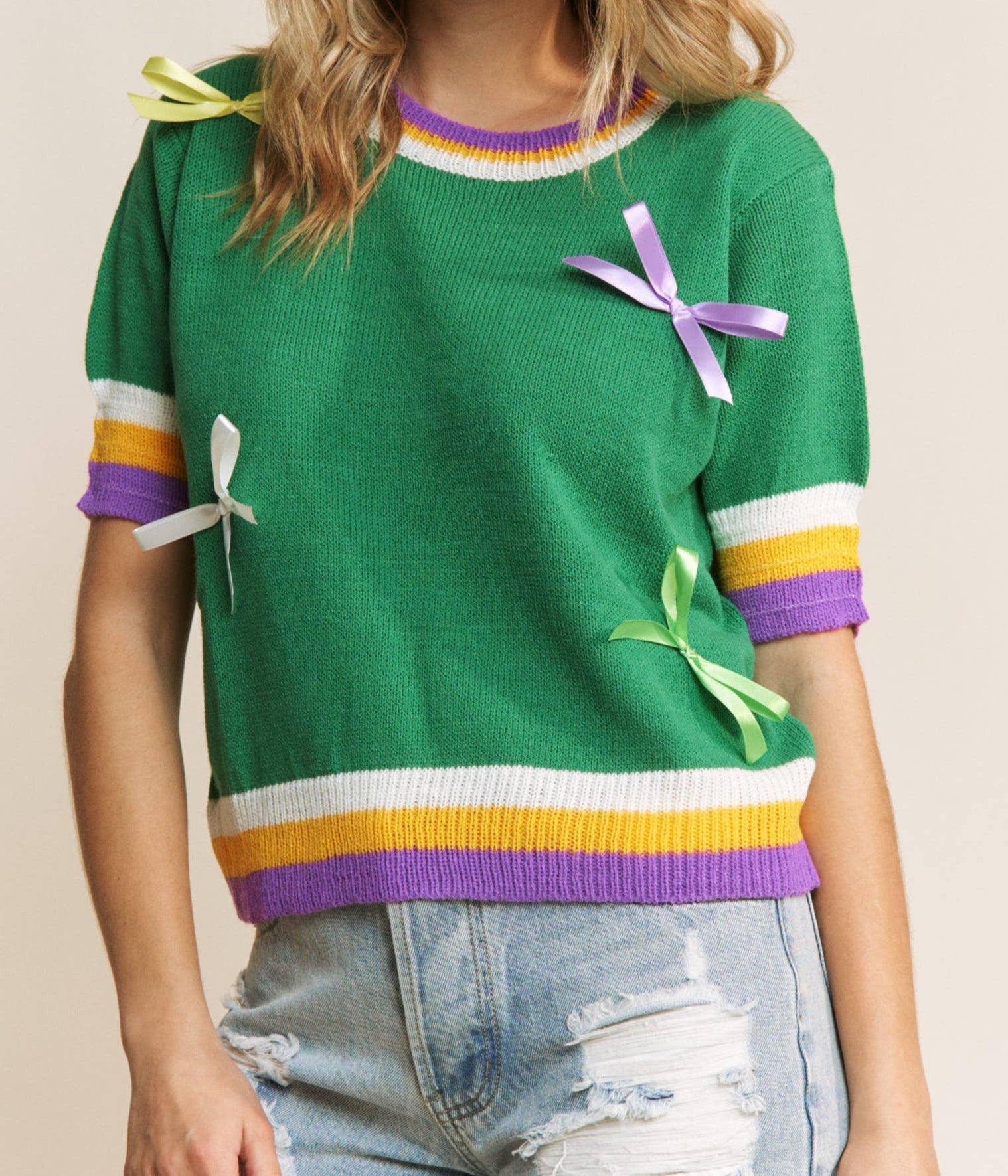 Mardi Gras Bow Detail Top - Gabrielle's Biloxi