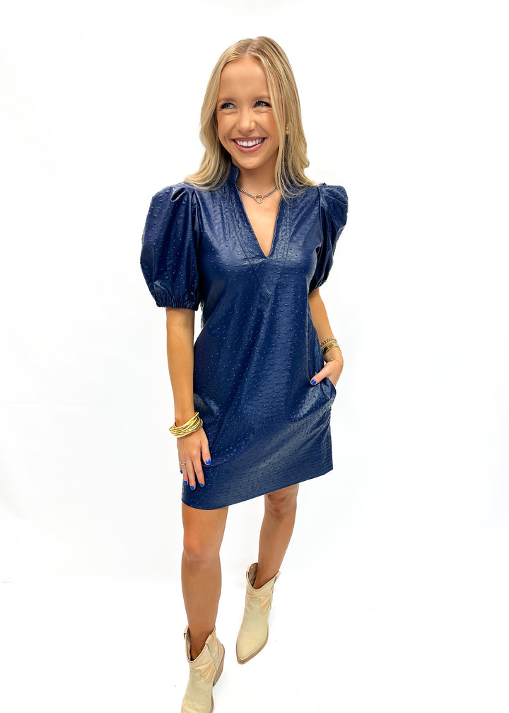 Emily McCarthy Hampton Mini - Navy Vegan Ostrich Leather - Gabrielle's Biloxi