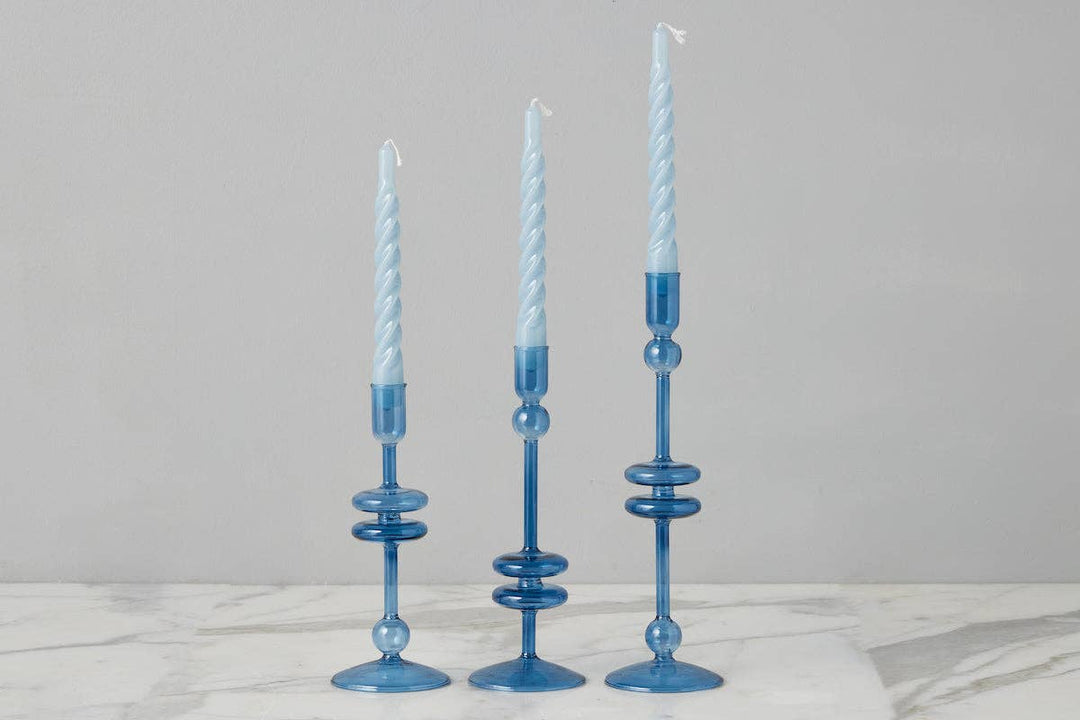 Etu Lacquer Twisted Taper Candles, Denim Blue,  Boxed, Set of 6 - Gabrielle's Biloxi