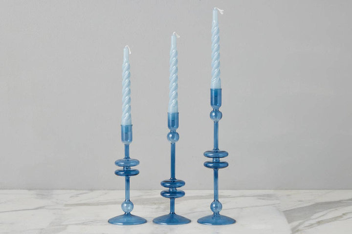 Etu Lacquer Twisted Taper Candles, Denim Blue,  Boxed, Set of 6 - Gabrielle's Biloxi