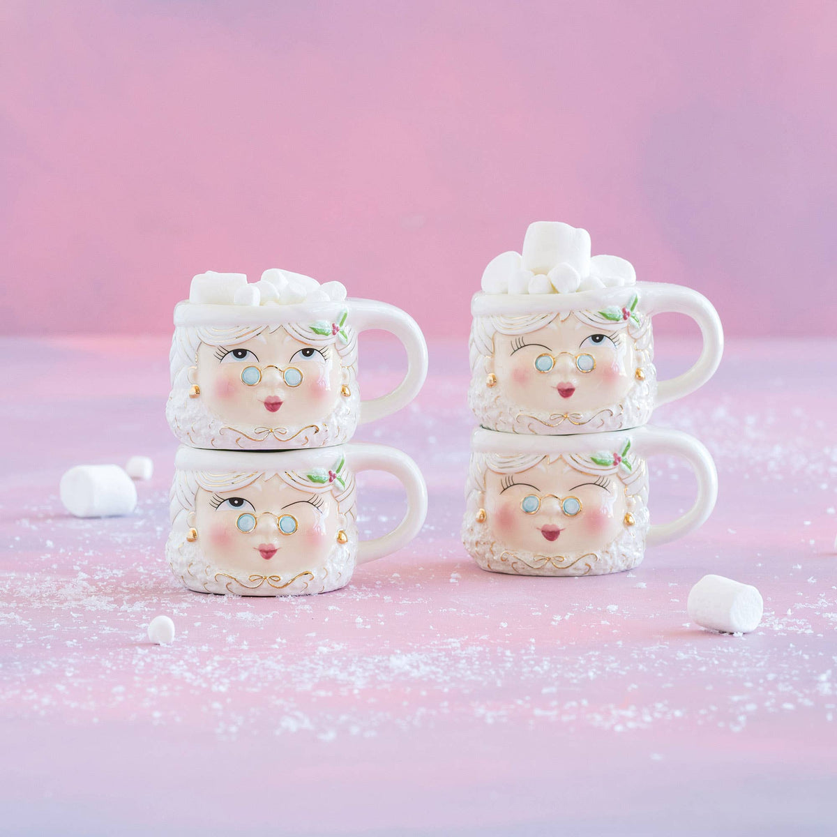 Glitterville Christmas Mrs. Papa Noel Mug, Assorted