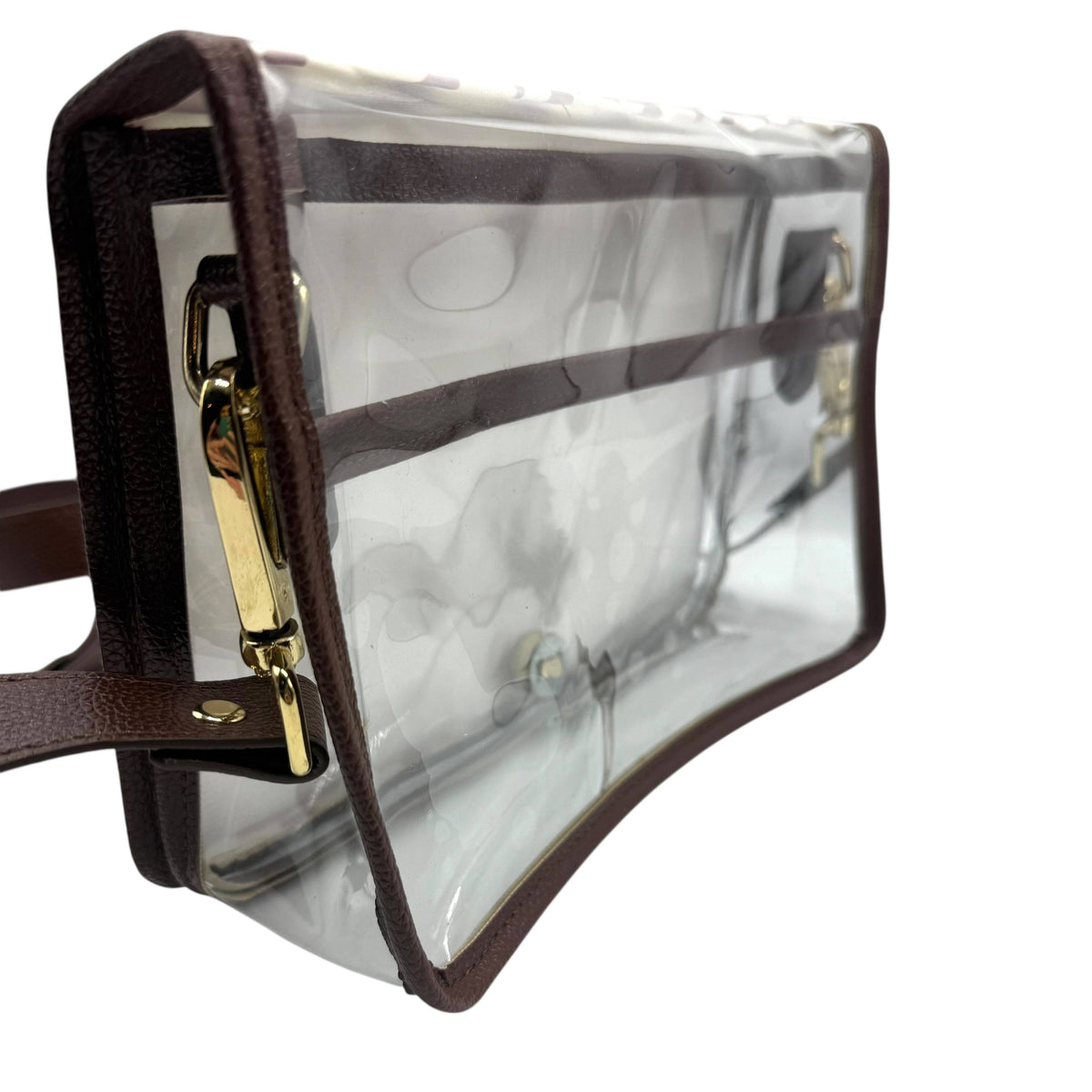 Maroon Stripe Clear Stadium Bag with Gold Bulldog