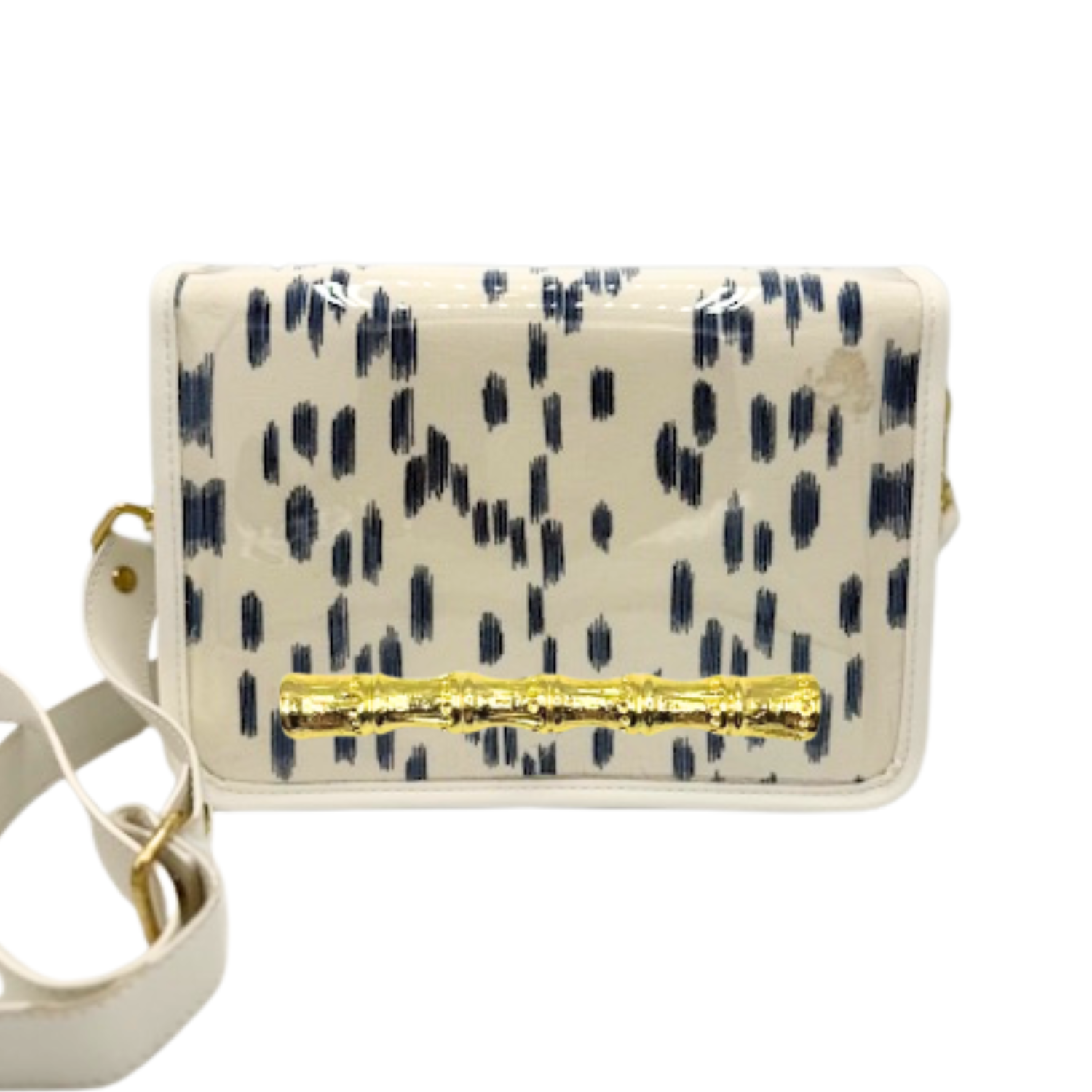 Blue Les Touches Clear Stadium Bag w/ Gold Bamboo Stick - Gabrielle's Biloxi
