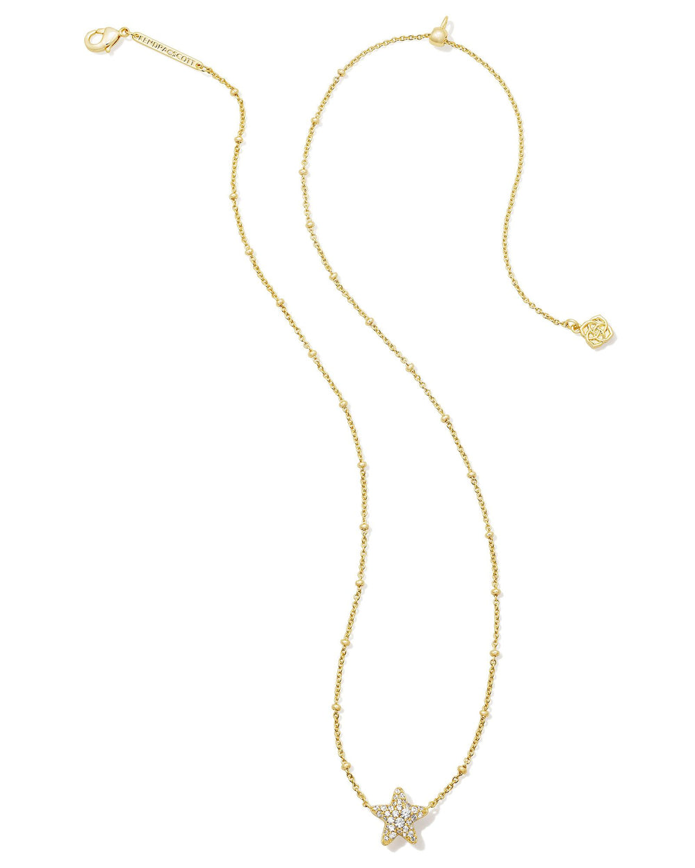 Kendra Scott Jae Star Pave Short Pendant Necklace Gold White Crystal - Gabrielle's Biloxi