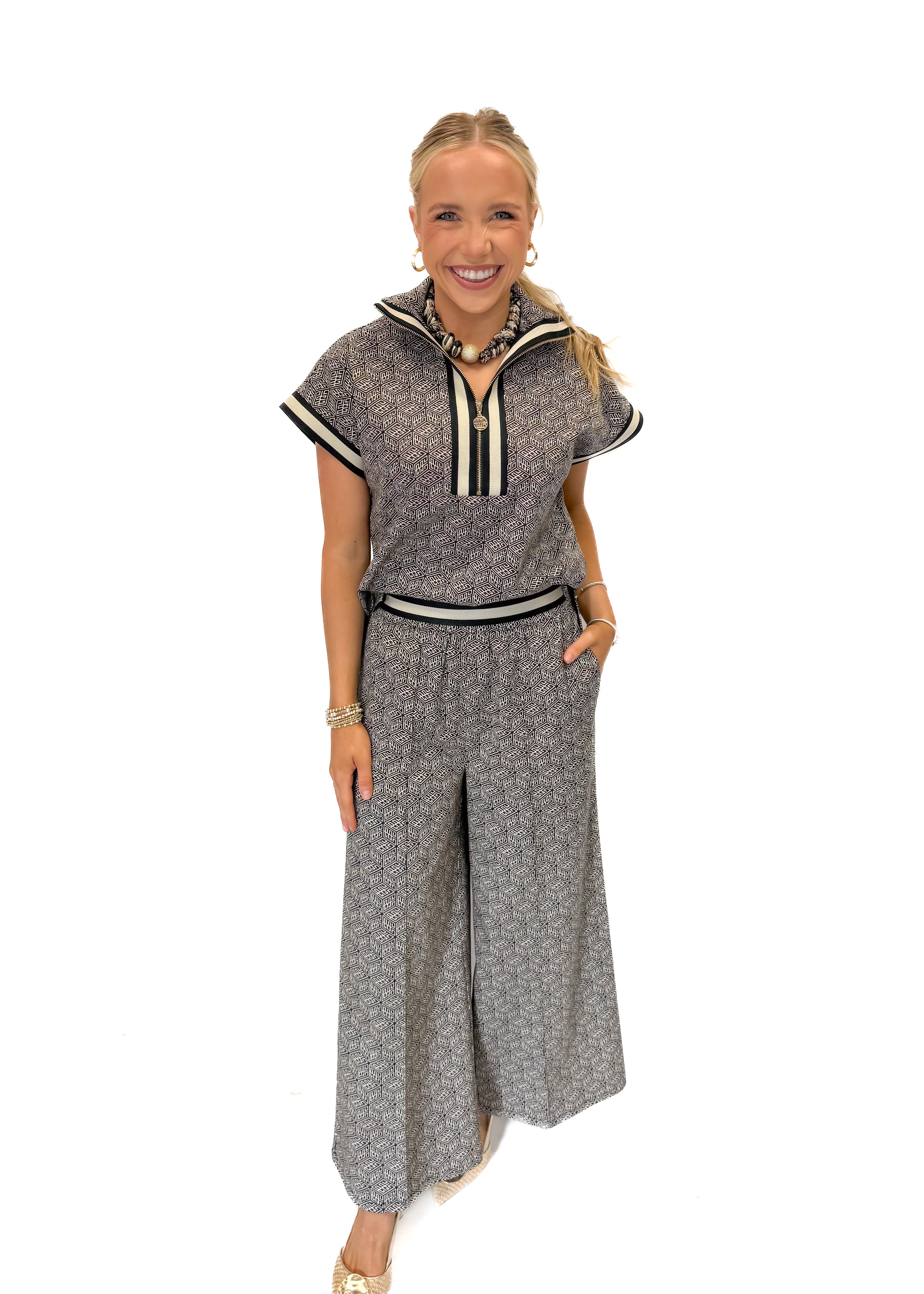 Emily McCarthy Teddy	Crop Trouser	- Black Tonal	Monogram - Gabrielle's Biloxi