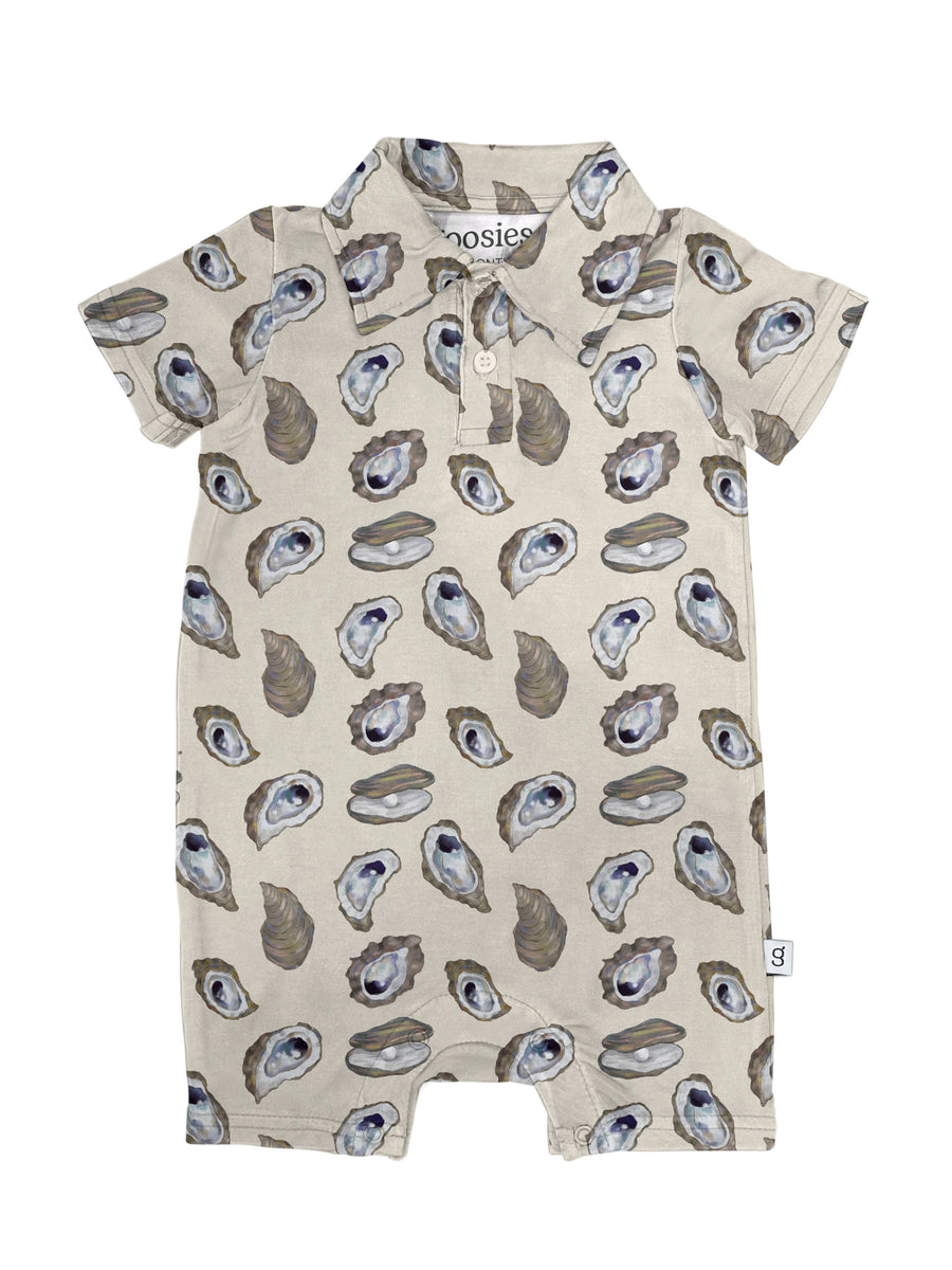 Coastal Oysters - Short Sleeve Polo Romper - Gabrielle's Biloxi