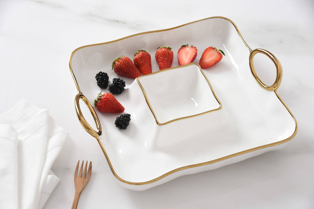 Pampa Bay Square Chip & Dip - Gold Handles - Gabrielle's Biloxi