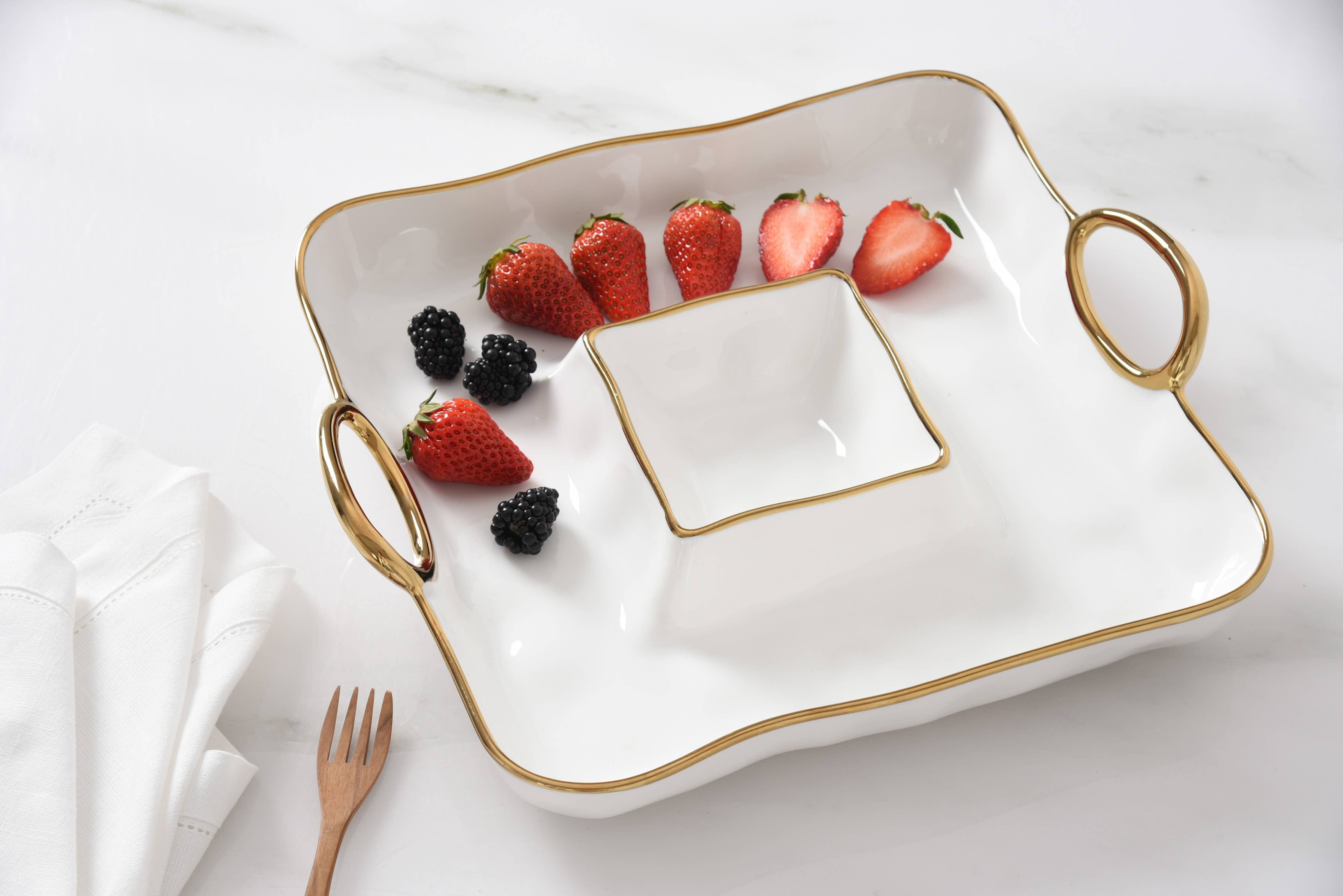 Pampa Bay Square Chip & Dip - Gold Handles - Gabrielle's Biloxi