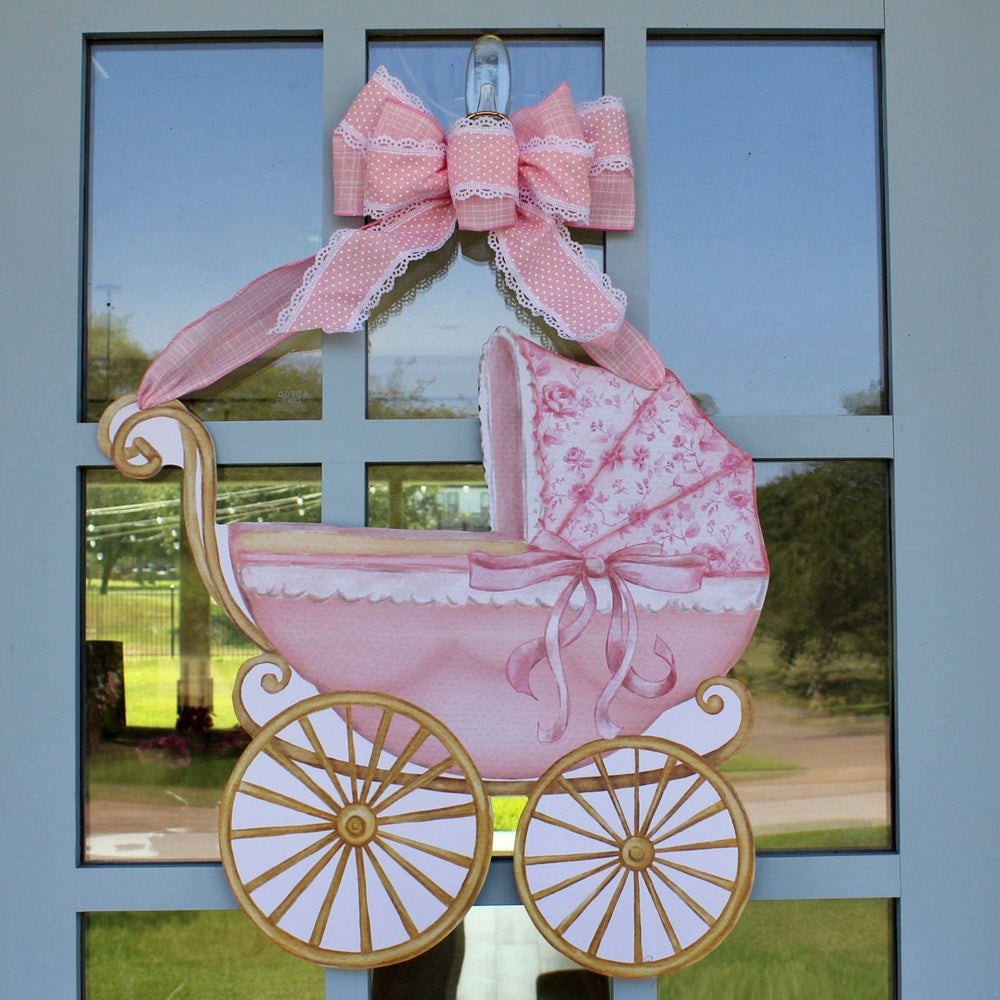 Pink Baby Carriage Door Hanger - Pink - Gabrielle's Biloxi